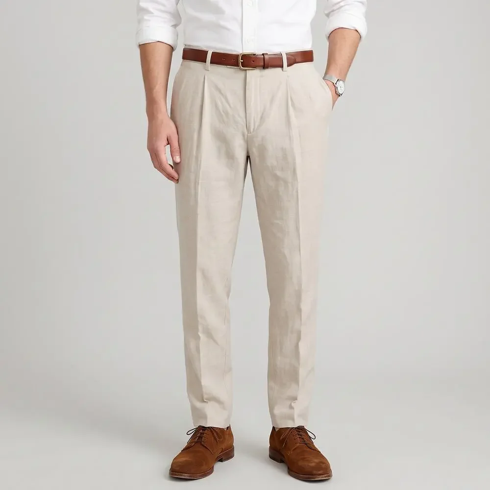 J.Crew Ludlow Slim Pleated Suit Pant Italian Wool Linen Silk 34